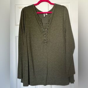 Olive Lace-Up Women's Top